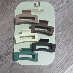 Essentials Hair Clips - Brown, Cream, Black, Green